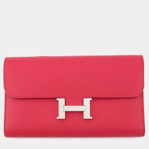 Pre Owned Hermes Constance Long Rose Extreme Wallet  Epson