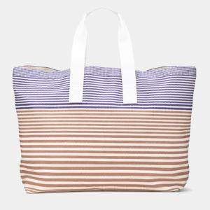 Pre Owned Hermes Sac De Plage New Cabayadere Tote Bag In Ivory  Brown  And Purple Canvas