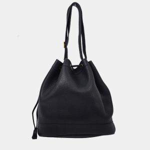 Pre Owned Hermes Market GM Bucket Blue Indigo Taurillon Clemence  Shoulder Bag