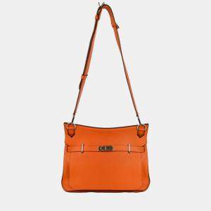 Pre Owned Hermes Orange Taurillon Clemence Jypsiere 34 Shoulder Bag