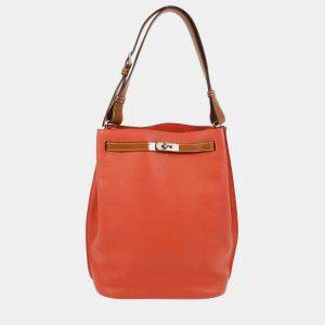 Pre Owned Hermes Rouge Pivoine Taurillon Clemence So Kelly 26 Shoulder Bag