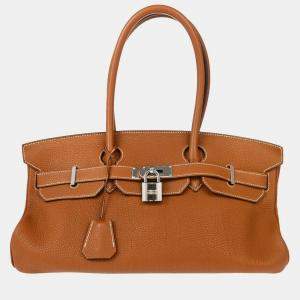 Pre Owned Hermes Gold Taurillon Clemence JPG Shoulder Birkin Handbag