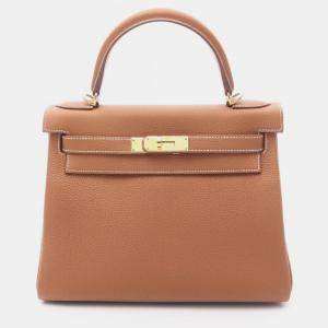 مملوكة مسبقًا حقيبة هيرمس كيلي 28 توغو جلد ذهبي