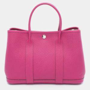 Pre Owned Hermes Garden Party 30 Rose Purple Country Leather Tote Bag
