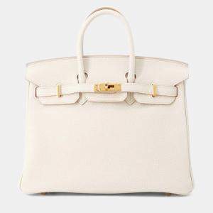 Pre Owned Hermes Birkin Size 25 Beton Togo Leather Bag