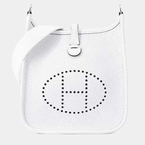Pre Owned Hermes Evelyne Long  Size Tpm New White Taurillon Clemence Bag 