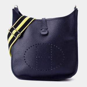 Pre Owned Hermes Evelyne3 Blue Indigo Epsom Size Pm