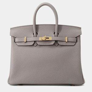 Pre Owned Hermes Birkin Gris Meyer Togo Leather Size 25