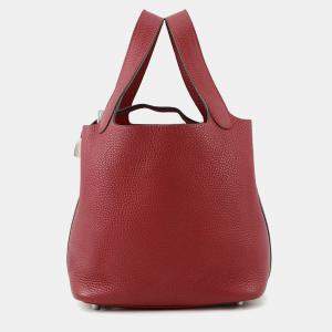 Pre Owned Hermes Picotin Lock Rouge Grenat Taurillon Clemence Size PM