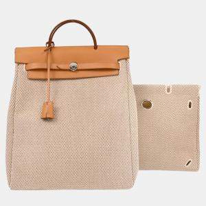 Pre Owned Hermes Beige Toile GM Herbag a Dos Backpack
