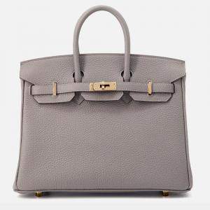 Pre Owned Hermes Birkin Gris Meyer Togo Leather Size 25