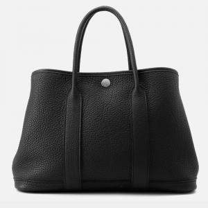 Pre Owned Hermes Garden Party Black Negonda Leather Size TPM
