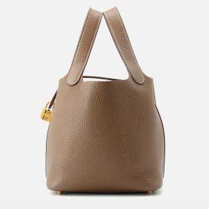 Pre Owned Hermes Picotin Lock Etoupe Taurillon Clemence 18