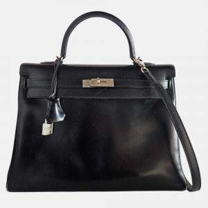 Pre Owned Hermes Kelly 35 Box Leather Palladium Hardware Bag