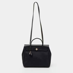 Pre Owned Hermes Black Toile Canvas and Vache Hunter 2in1 Herbag 31 Bag