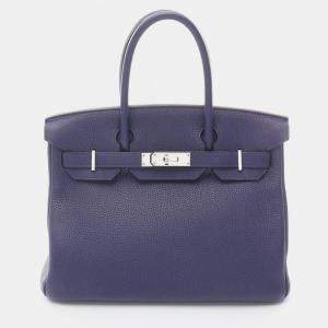 مملوكة مسبقًا Hermes Birkin 30 Blue Encre Togo Leather Tote Bag