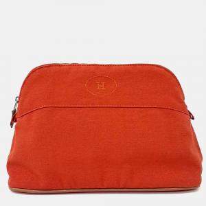 Pre Owned Hermes Red Cotton Bolide Pouch