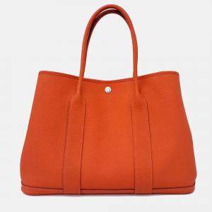 Pre Owned Hermes Red Leather Garden Party