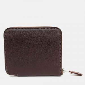 Pre Owned Hermes Brown Leather Silky Half Wallet