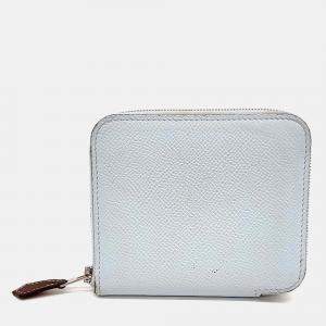 Pre Owned Hermes Blue Leather Silky Half Wallet