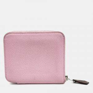 Pre Owned Hermes Pink Leather Silky Half Wallet