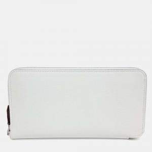 Pre Owned Hermes White Leather Silky Long Wallet