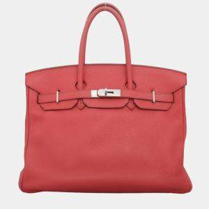 Pre Owned Hermes Birkin 35 Red Leather Bag