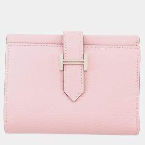 Pre Owned Hermes Bearn Combine Rose Sakura Chevre Myzore Goatskin