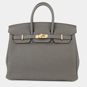 Pre Owned Hermes Birkin Gris Meyer Togo Leather Size 25