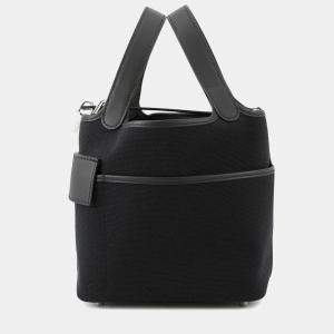 Pre Owned Hermes Picotin Lock Cargo 18 Black Towar Goeran Swift Leather Bag 