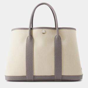 Pre Owned Hermes Garden Party Gris Meyer/Ecru Toile H Negonda Leather TPM
