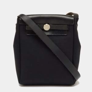 مملوكة مسبقًا حقيبة هيرمس هيرباغ تي بي ام 2 في 1 جلد هانتر فاتش/ توال أسود/بيج