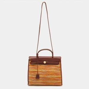 Pre Owned Hermes Multicolor Vibrato Leather and Vache Hunter Herbag 31 Bag