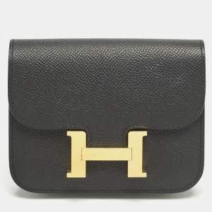 Pre Owned Hermès Black Epsom Leather Constance Slim Wallet