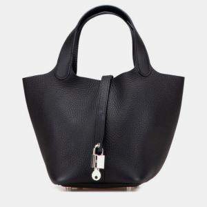 Pre Owned Hermes Picotin Lock  13.5 Black Leather Handbag  