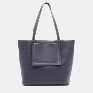 مملوكة مسبقًا Hermes Cabas Sellier 46 Navy Blue Nuit Taurillon Clemence Leather Tote Bag