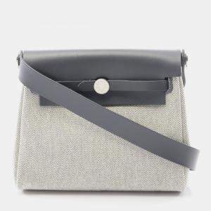 Pre Owned حقيبة هيرمس مينى إيكرو تويل H قماش جلد هنتر شوالدر