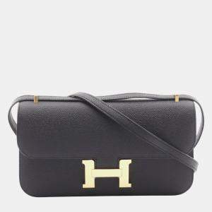 Pre Owned Hermes Constance Elan Black Epsom Leather Shoulder Bag