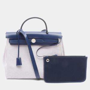 مملوكة مسبقًا Hermes Herbag Zip Ecru/Pink Toile Leather Shoulder Bag