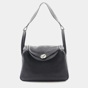 مملوكة مسبقًا Hermes Lindy 30 Black Taurillon Clemence Leather Shoulder Bag