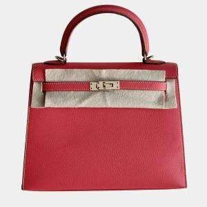 Pre Owned حقيبة يد هيرمس كيلي 25 جلد إبسوم زهري جايبور إكسسوارات ذهبية فاتحة