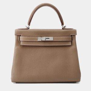 Pre Owned Hermes Kelly Retourne Etoupe Togo Leather Size 28