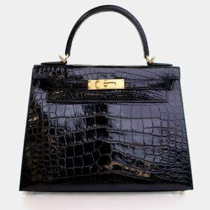 Pre Owned Hermes Noir Alligator Sellier Kelly 28