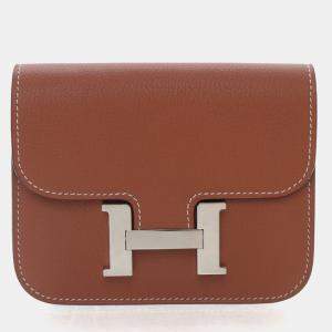 مملوكة مسبقًا Hermes Gold Evercolor Constance Slim Wallet