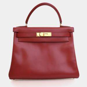 مملوكة مسبقًا Hermes Vintage Rouge Vif Box Calf Kelly 28