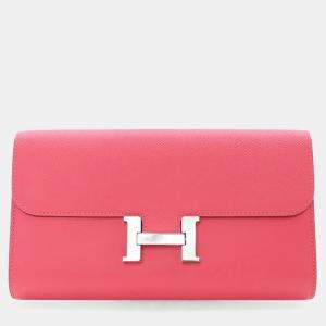مملوكة مسبقًا Hermes Rose Extreme Epsom Constance Wallet To Go
