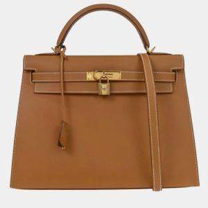 Pre Owned Hermes Kelly 32 Sellier  Natural Vache Handbag