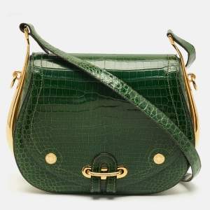 مملوكة مسبقًا Hermes Passe Guide Cactus Crocodile Bag