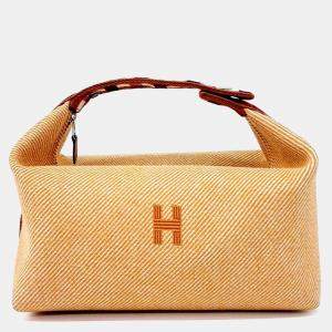 Pre Owned Hermes Orange Fabric Bride-a-Brac Case GM