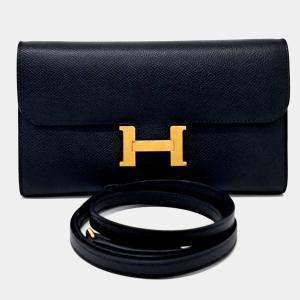مملوكة مسبقًا Hermes Black Leather Constance Long To Go